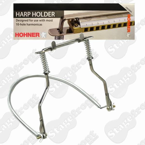 HOHNER 10 HOLE DIATONIC HARMONICA /HARP HOLDER PLASTIC COATED METAL NECK BRACE