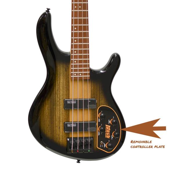 CORT C4 PLUS 4-STRING ELECTRIC BASS GUITAR OPEN PORE TOBACCO BURST