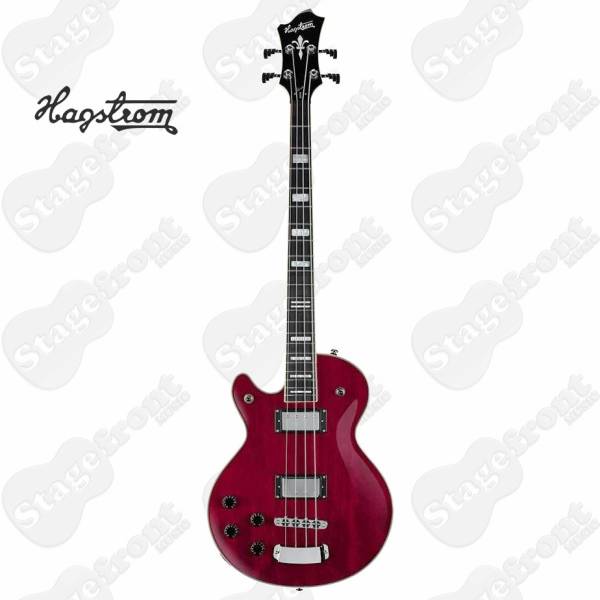 HAGSTROM SWEBLWCT SWEDE LEFT HAND ELECTRIC BASS GUITAR IN WILD CHERRY TRANSPARENT GLOSS w/CASE