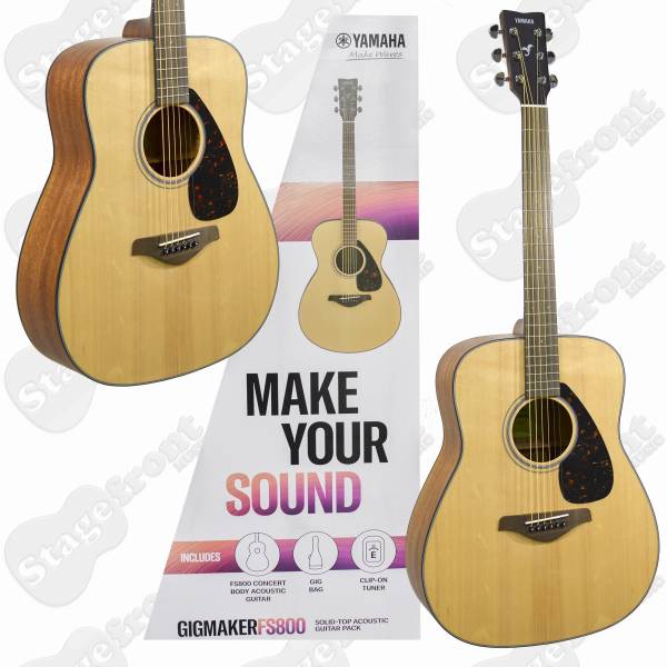 YAMAHA GIGMAKER FG800 GLOSS FINISH SOLID TOP ACOUSTIC GUITAR PACK